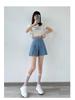 Women's Washed Denim Shorts, 2025 Summer Collection: Loose Wide-Leg Design, Elastic High Waist, Casual Fit.