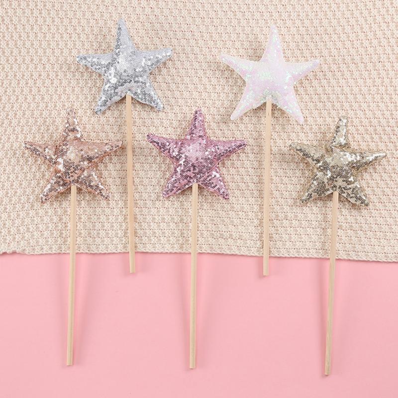 Ins Baby Shower Girl Glitter Pink Crown Boy Birthday Party Headwear Stage Performance Headband Star Fairy Stick