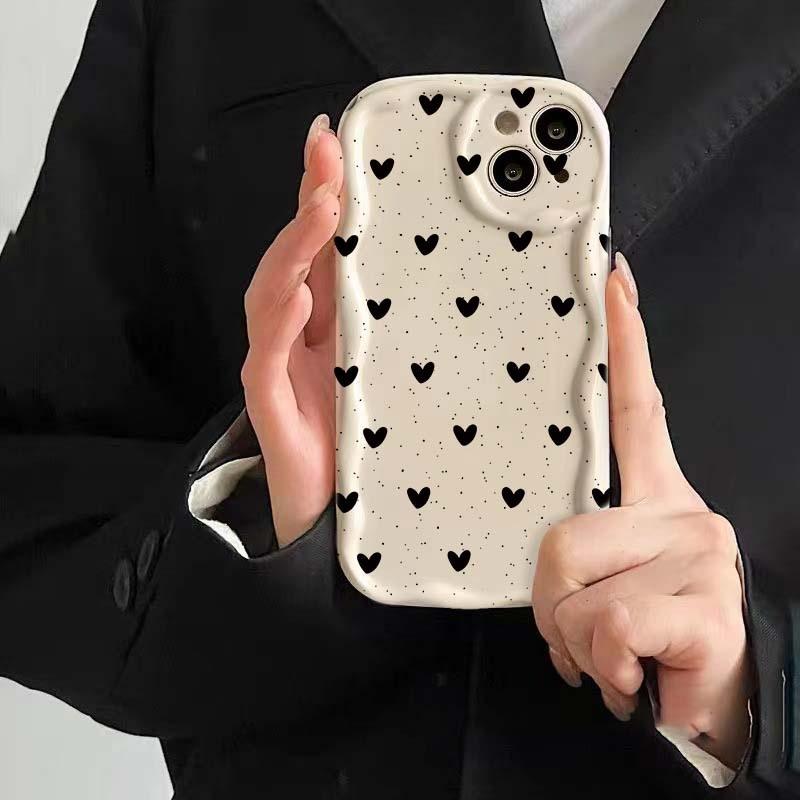 3D Чехол Волна Для Xiaomi Note 15 14 13 12 Pro Plus Redmi 15 15C 4G 14C 13C A5 5G Черный Красный В горошек Сердце Чехол Силиконовый