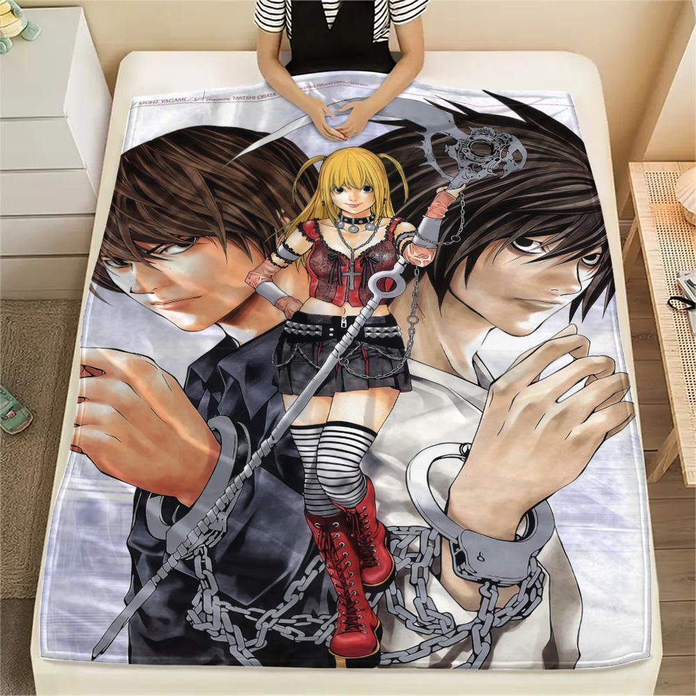 1Pc Death Note Anime Print Flannel Blanket High Quality Warm Comfortable Cover for All Seasons Perfect for Gifts Home Decor