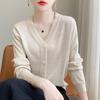 Women's Flashing V-Neck Knitted Cardigan - Lightweight Autumn Sweater, Stylish Short Outerwear, Air-Conditioning Top