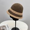 Модная плюшевая кромка, вязаная теплая шляпа-ведро, женская осенне-зимняя, в литературно-художественном стиле, прямая шляпа-ведро