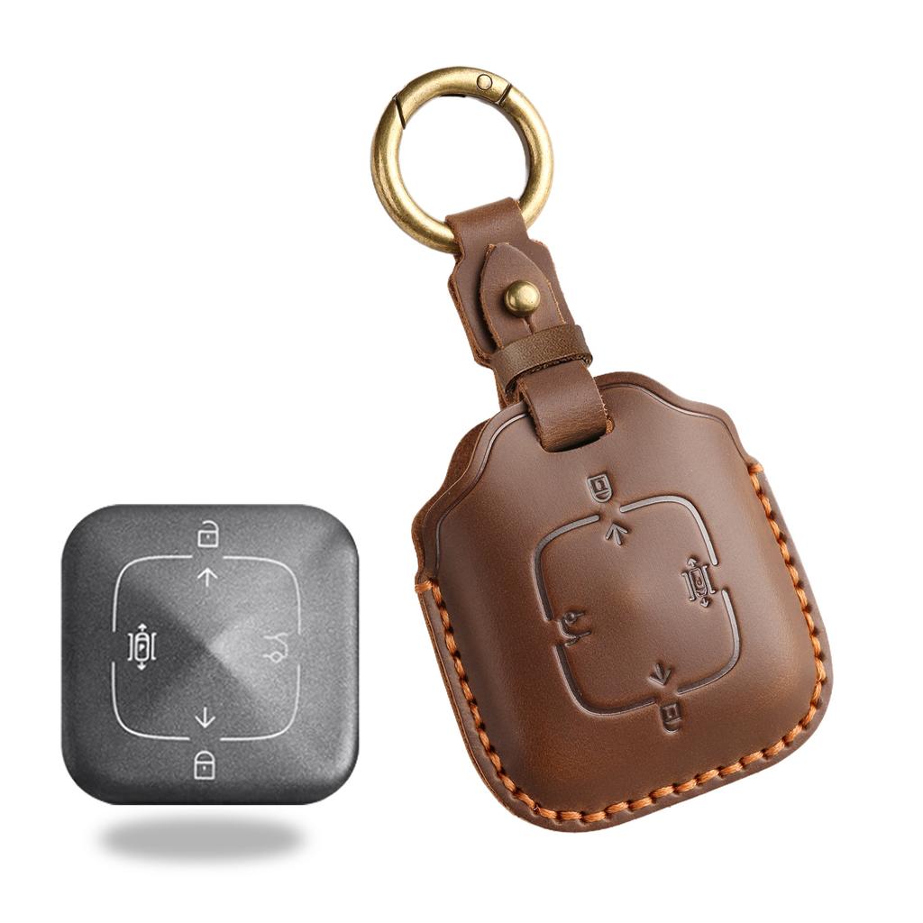 Leather Car Key Case Cover for Zeekr 001 X 7X 007 007GT 009 Car Remote Key Fob Shell Holder Keychain Accessories