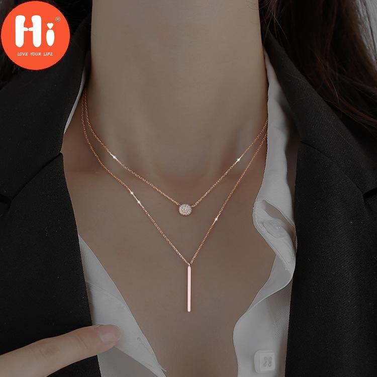 Привет квадратный флэш-бриллиант круглый двойное ожерелье женская цепочка на ключицы ювелирные украшения вечерние свадебные аксессуары