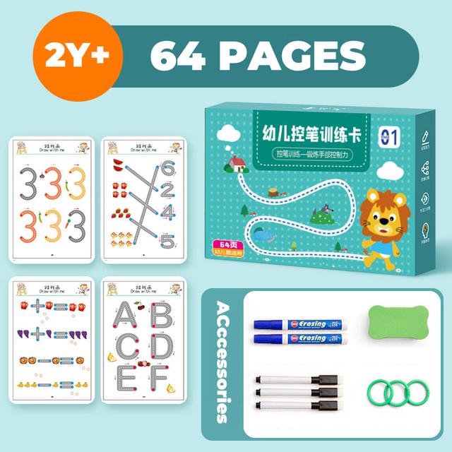 136 страниц, детская игрушка для рисования Монтессори, ручка для обучения, цветная форма, набор математических игр, обучающая обучающая игрушка для малышей