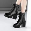 Plus Size 32-43 Platform Shoes Women Ankle Boots Leather 2025 Fall Winter High Heels Boots Ladies Plush Motorcycle Botas
