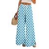 Women Summer Boho Palazzo Pants High Waist Wide Leg Floral Printing Casual Trousers With Pockets