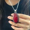 Серебряное ожерелье из стерлингового серебра 925 пробы с натуральным красным гранатом и драгоценным камнем