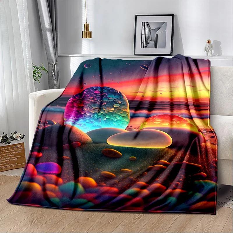 Soft Colorful Pebble Road Throw Blanket Nature Inspired Design for Home Bedroom Bed Sofa Cover Kids New Style