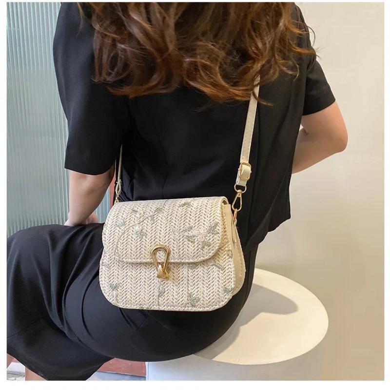 Весенне-летняя соломенная плетеная сумка женская новая кружевная цветочная плетеная сумка-седло сумка-мессенджер на плечо сумка