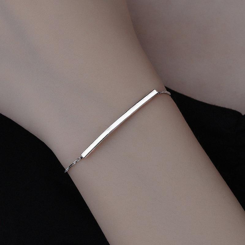 925 Sterling Silver Simple Charm Bracelet &Bangle for Women Girls Party Jewelry Sl323