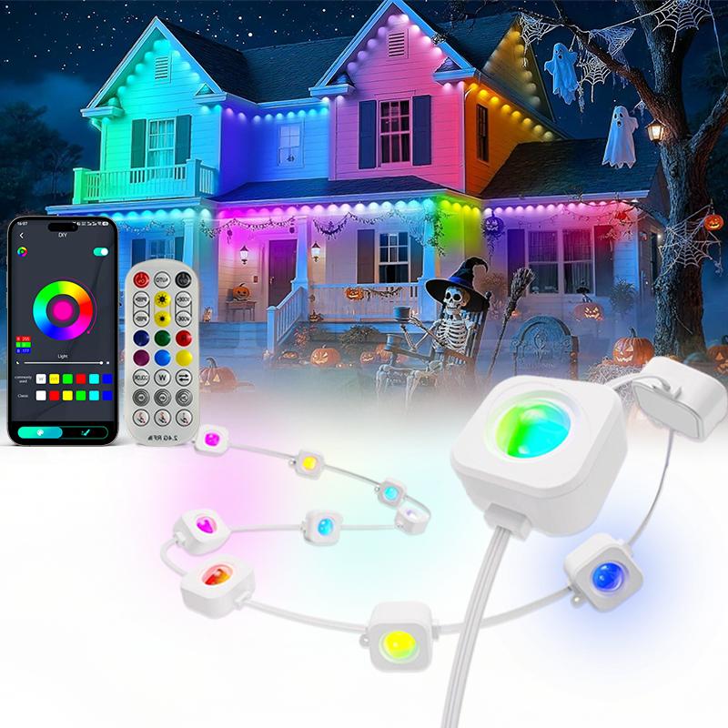 Permanent Outdoor Lights IP67 LED Eaves Lights with App Control DIY Scenes Modes RGB Color Change for House Holiday Daily Decor