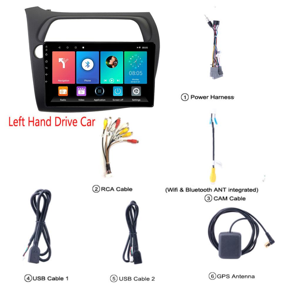 4 + 64 ГБ для Honda Civic Hatchback 2006-2011 Android Автомобильный радиоприемник Стерео Мультимедиа Видеоплеер Навигация GPS Carplay LHD RHD IPS Экран 4 + 64 ГБ