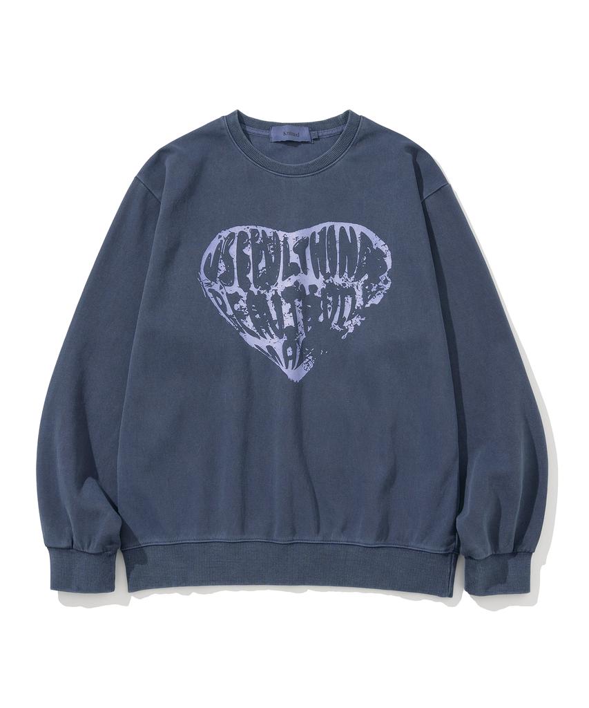 KNITTED Pigment Heart Sweatshirt Blue