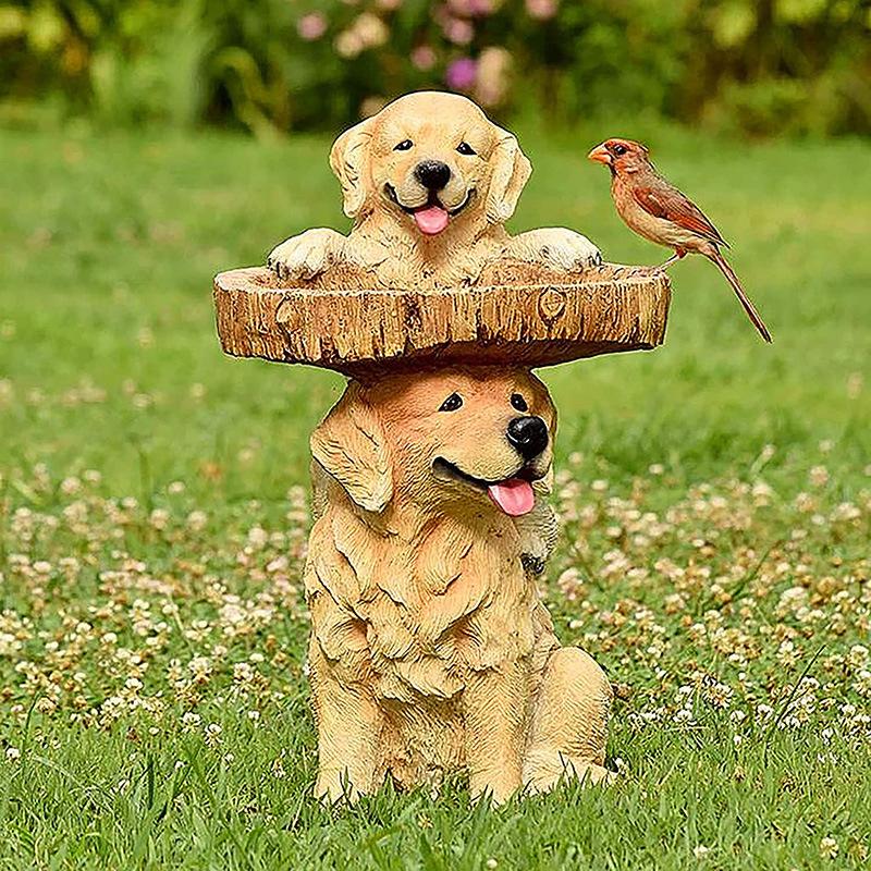 Stump Resin Bird Feeder Garden Design Ornament Bird Flock Feeder Design Ornament Dog Pet Ornament