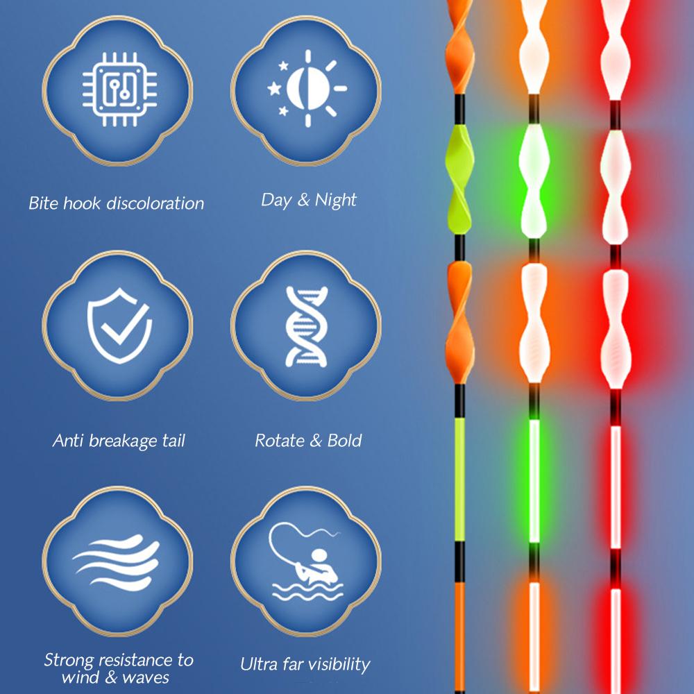 ONLYOU спиральный хвост, привлекательный индукционный электронный поплавок для рыбы, светящийся интеллектуальный поплавок, открытый водоем для озера, пруд, поплавок для подледной рыбалки 2/4 шт./компл.