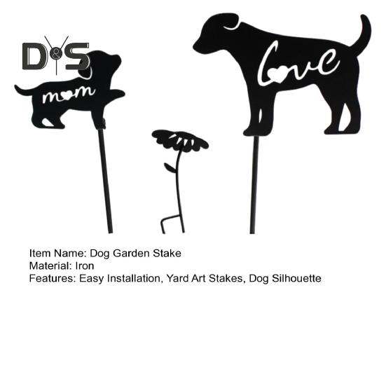 Металлические колышки для сада собак, украшения в виде силуэта матери и ребенка, устойчивые к погодным условиям, колышки для садовых игрушек для украшения газона на открытом воздухе