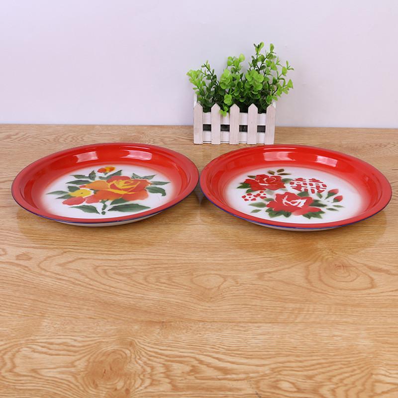 Фруктовые тарелки 30/36/40 см, старинный китайский аристократический чайный поднос, домашний поднос для фруктов, эмалированный поднос из нержавеющей стали ручной работы