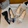 Модные новые туфли для женщин, роскошные туфли-лодочки SpringTwinkling Bowknot High Heels, туфли на высоком каблуке, женские туфли для вечеринок, большой размер