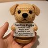 Вязаная крючком кукла щенок ручной работы эмоциональная поддержка щенок с вдохновляющей открыткой позитивный мини-вязаный крючком собачий орнамент подарок для поощрения
