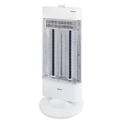YAMAZEN Quick Warm Carbon Heater & Far Infrared Sealed Heater Twin Heat Plus 3 Level Output Max 1200W Automatic Oscillation White DBC-W121(MW)
