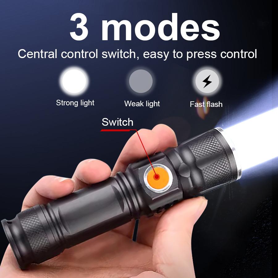 Мини многофункциональный фонарик USB перезаряжаемый портативный фонарь 500 м водонепроницаемый уличный рабочий фонарь для кемпинга и рыбалки