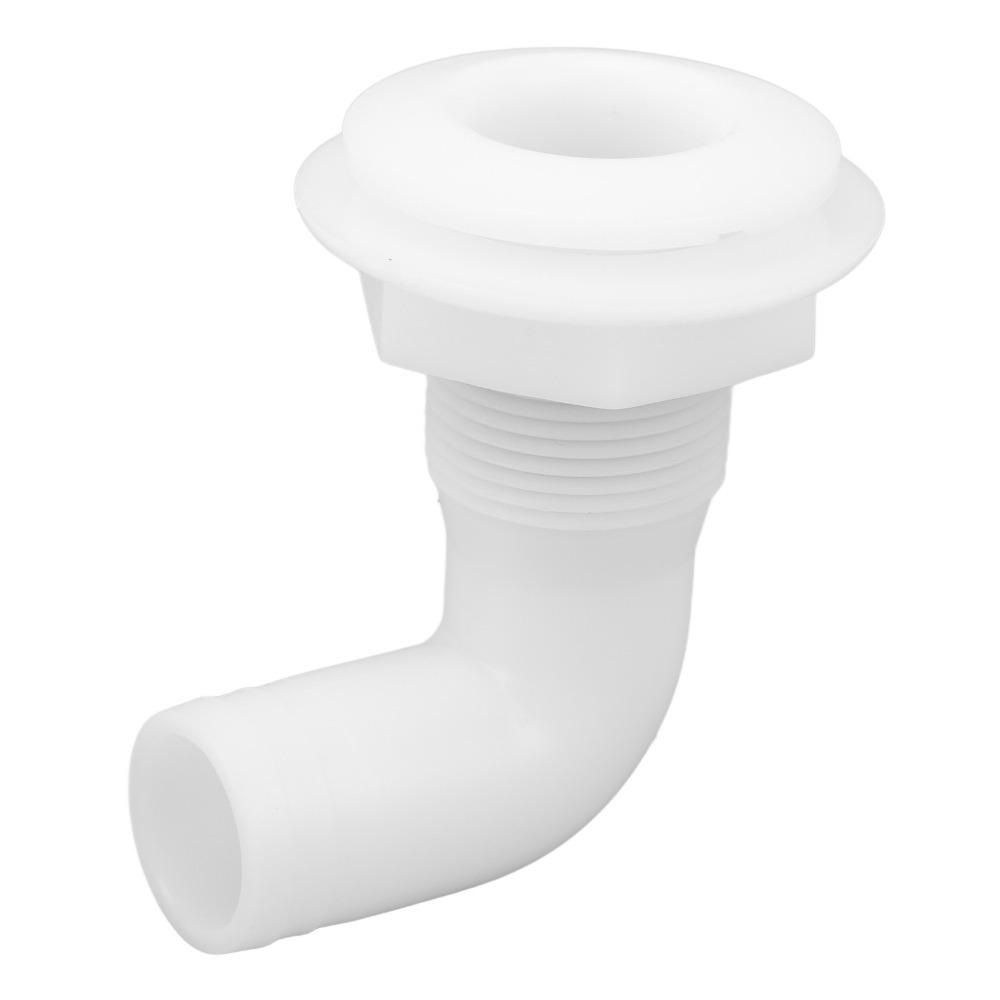 Rugged Leakproof Marine Thru Hull Connector Ergonomic Black Thru Hull Fitting White 90-Degree Fitting Yacht