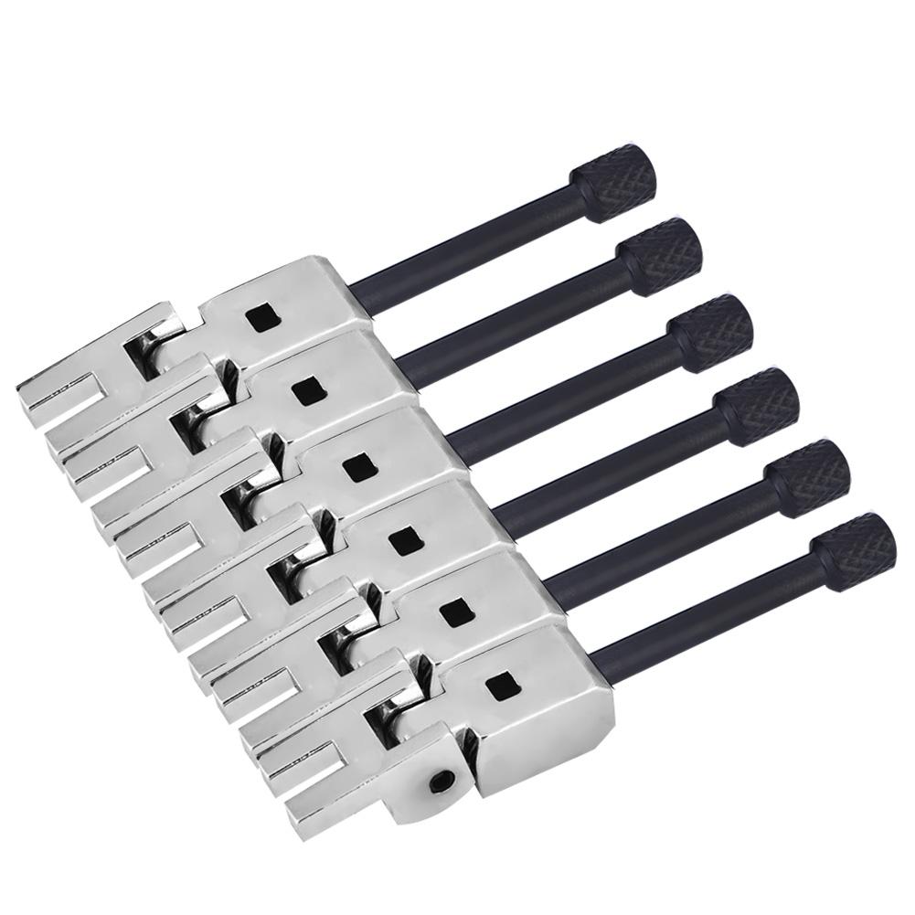 6Pcs Tremolo Bridge Saddles Replacement Part for Electric Guitar(Silver Black)