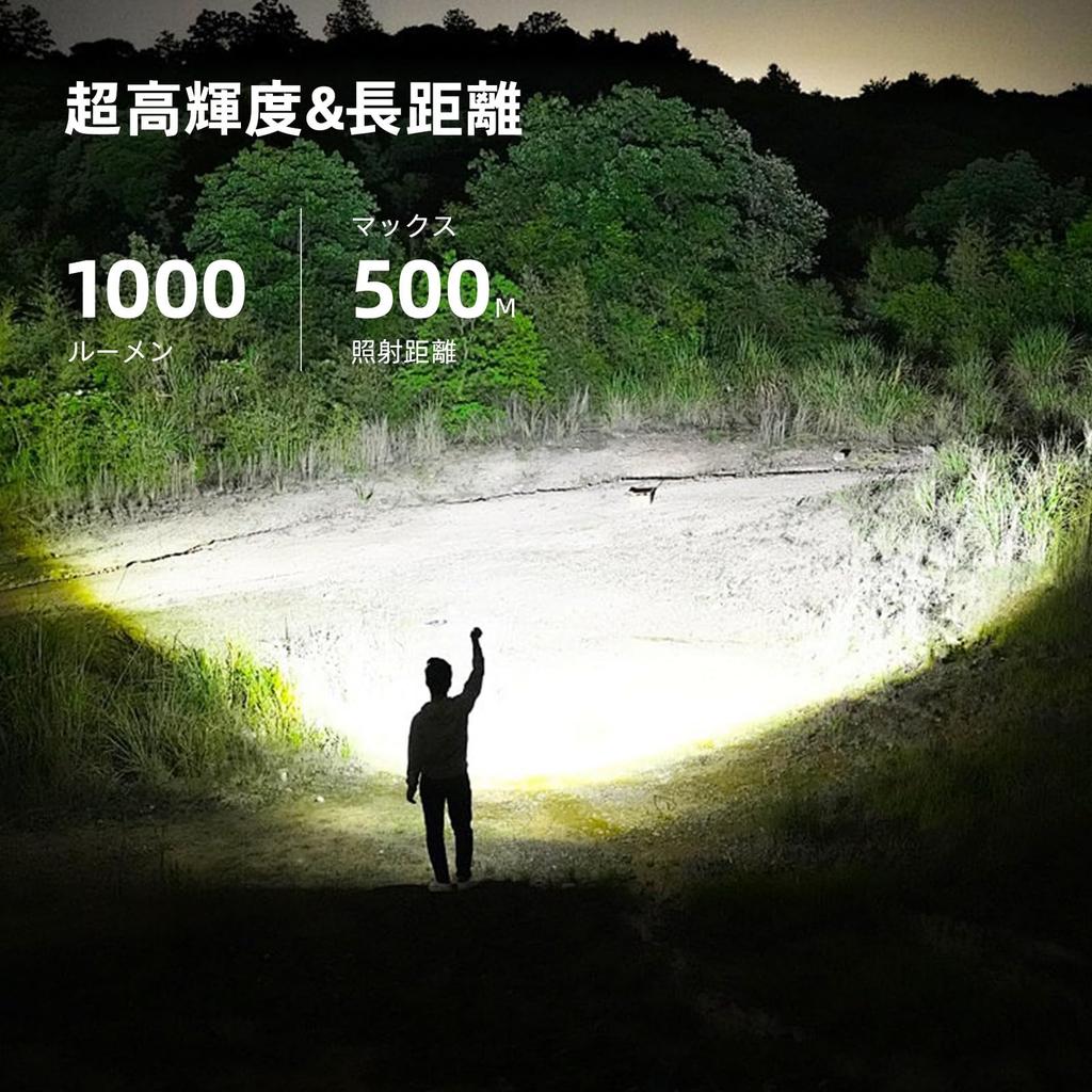 WARSUN T800 Compact Rechargeable LED Flashlight 1000 COB Side Zoom 9 Ideal for Emergency and Camping High-Brightness Lumens, Light, Magnet,