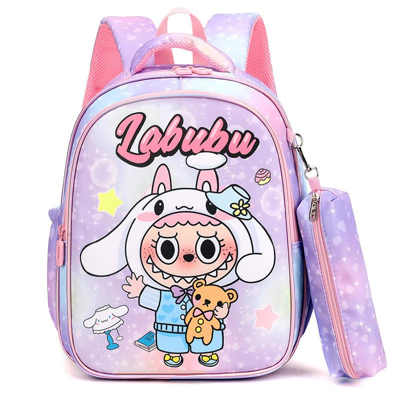 The New LABUBU Children's Schoolbag Cute Cartoon Pencil Case Backpack Boys and Girls Primary School Students First and Second Grade Backpack