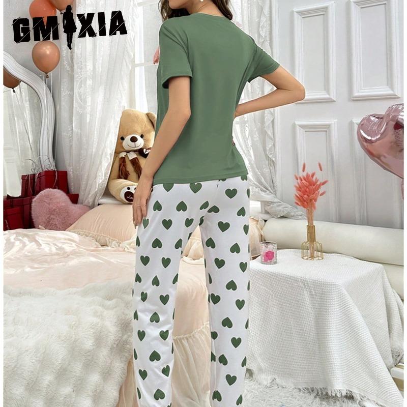Футболка GMXIA Брюки Повседневный и Удобный Женский Пижамный Комплект Домашней Одежды Можно Носить На Улице