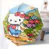 Hello Kitty,Flower Garden Automatic Folding Umbrella-Simple 8-Rib Design, Bright Cartoon Pattern, Durable Iron Frame, Suitable For Travel, O