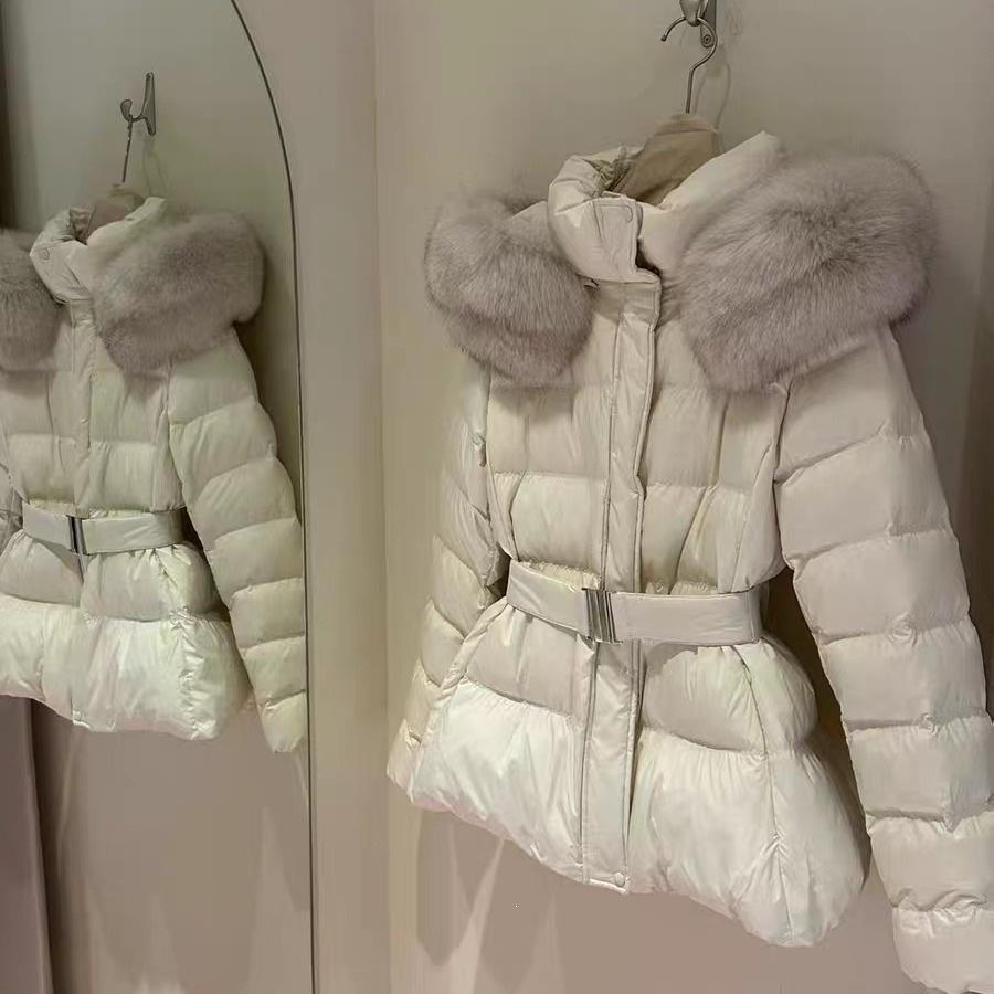 South Korea's new winter new slim waist and thin thickened down cotton clothes women's big fur collar jacket