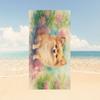 1pc Cute Pomeranian Dog & Floral Beach Towel - Soft Microfiber Quick-Dry Large Rectangular Bath Towel with Pomeranian Dog Print