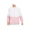 Color Block Design Logo Print Drawstring Hooded Jacket Women Jacket Pink White DQ3353-101