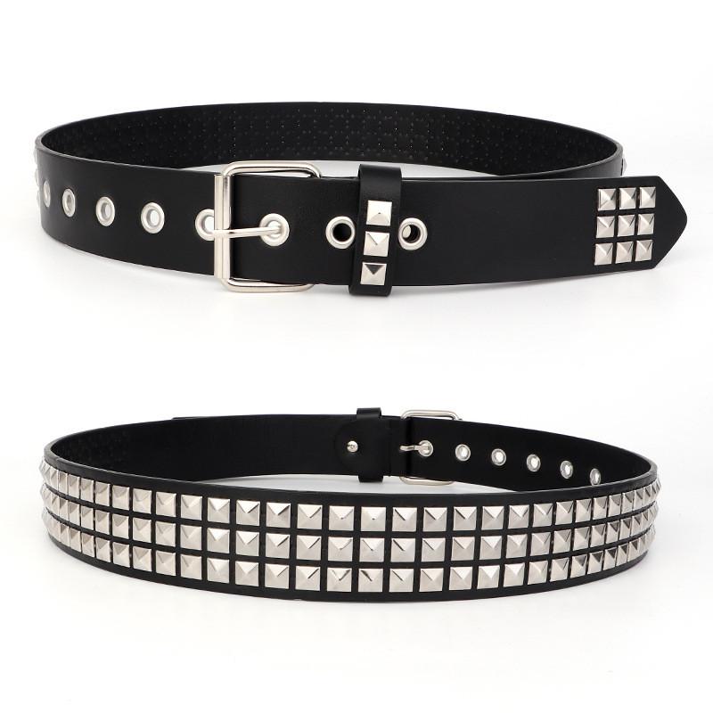 Punk Womens Rock Leather Belt With Rivet Eyelet Design For Styles Streetwear
