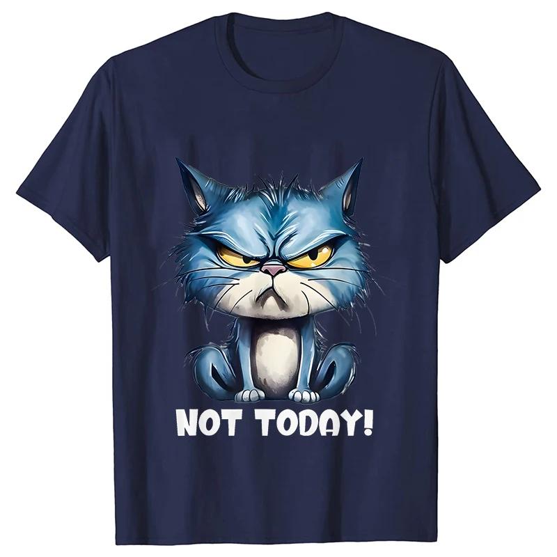 Funny Cat Sarcastic Antisocial Attitude Print Tshirts for Women Angry Cat Tshirts Not Today Introvert Female Tee Shirts Femme