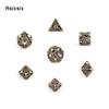 7 Pcs Yellow Flying Dragon Metal Dice Hollow Metal Polyhedral Dice Set Suitable for Role-Playing RPG  Board Game Card Game