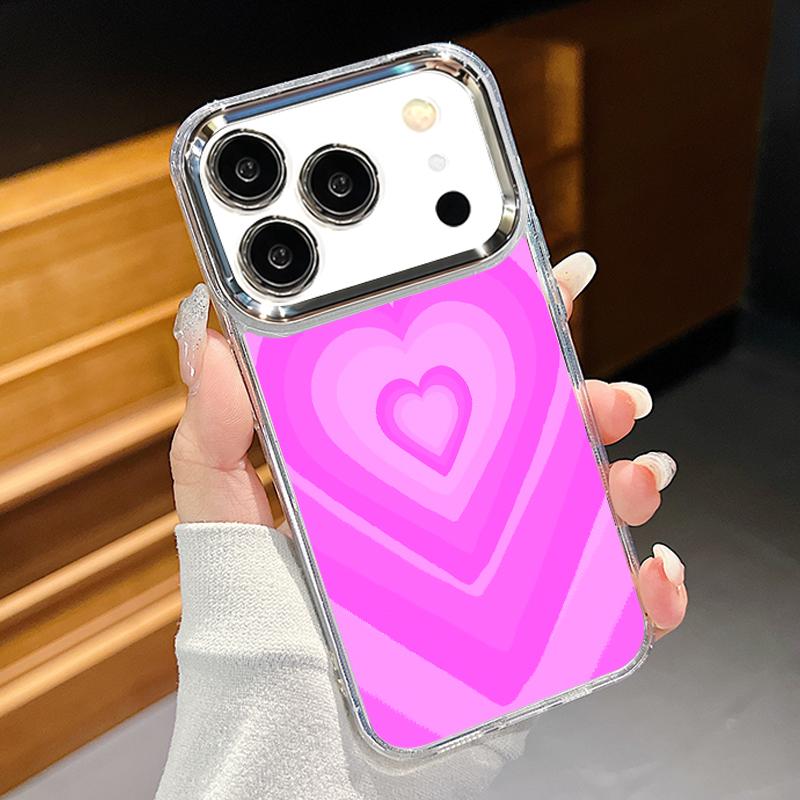 Шелковый чехол с узором в виде сердечек для iPhone 17 Pro Max, чехол с покрытием рамки камеры, прозрачный мягкий чехол для iPhone 16 15 14 13 Pro Max 11 16E 17E
