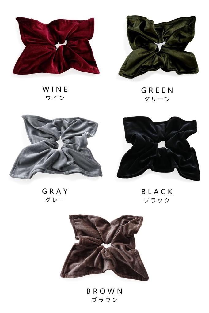 JewelVOX Scrunchie Hair Tie Hair Accessory for Square Adult Style [JewelVOX] Women, Velour, Large, Cute, (Black)