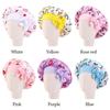 Boy Girls Flower Printed Band Bow Satin Bonnet Hair Beanie Shower Cap Sleep Hat