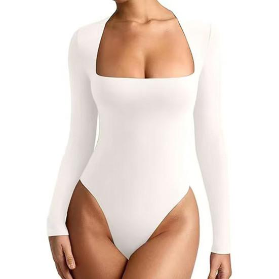 Женское боди с квадратным вырезом, с длинным рукавом, осенняя базовая футболка, топы, сексуальное облегающее боди, топ