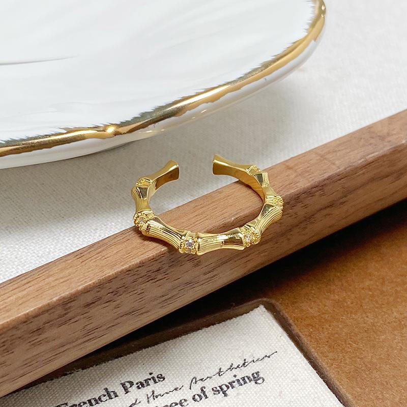 Итальянское ретро дугообразное матовое кольцо Zir*****Pen средневековое винтажное бамбуковое сочленение личность легкая роскошь парное кольцо женское