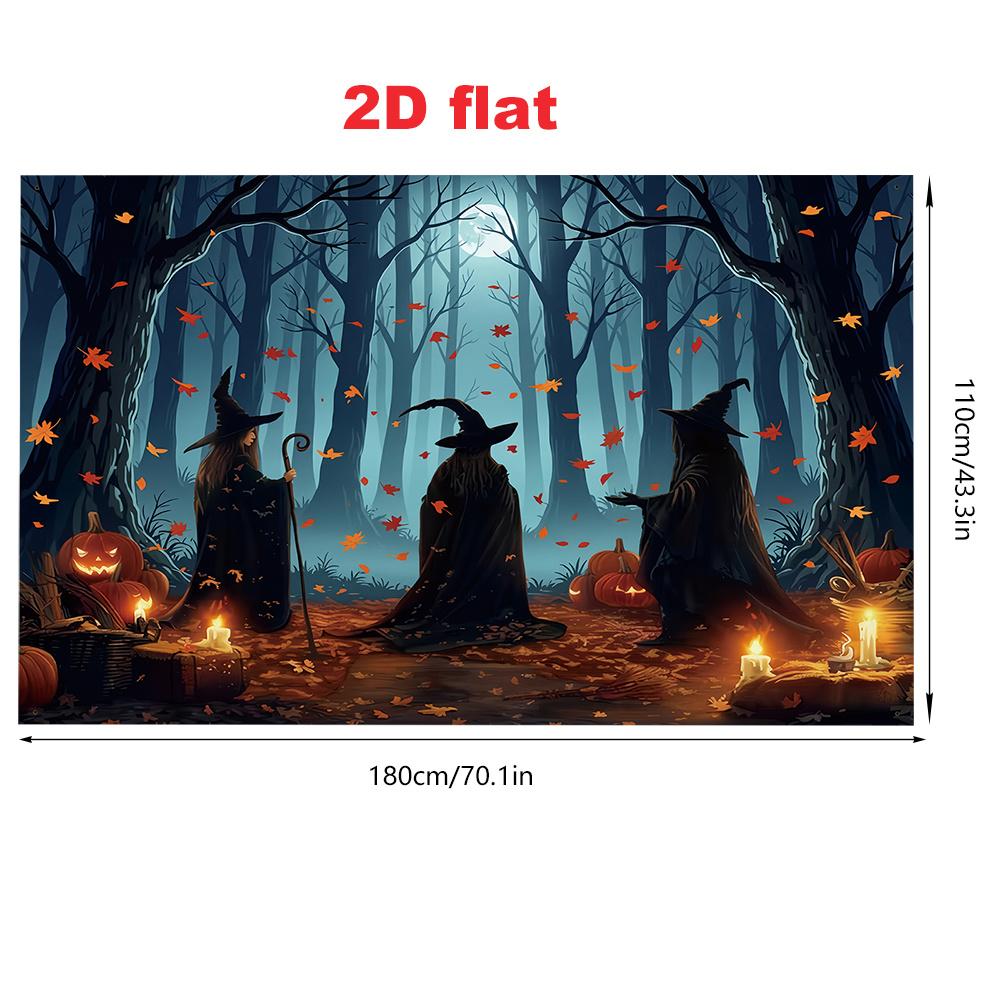 2D flat, 1 giant Black Fairy Tale Witch themed banner - suitable for Halloween and themed parties