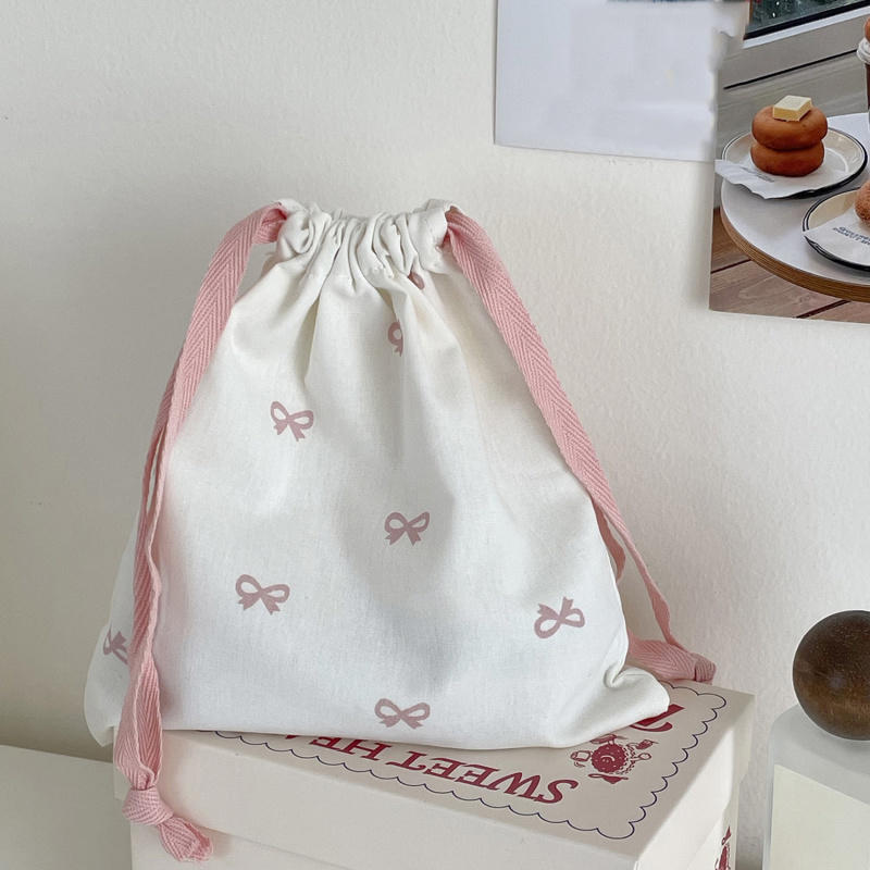 Сумка для хранения косметических средств с бантом и завязками для переноски, косметичка, сумка для нижнего белья и одежды, переносная сумка-органайзер