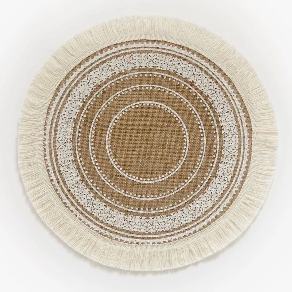 Круглая вышитая салфетка на стол в скандинавском стиле, нескользящая, с теплоизоляцией, подставка под кофейную чашку, украшение для обеденного стола