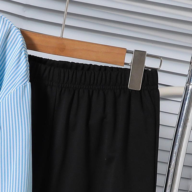 Девочковый трехпредметный комплект Весна 2026: Рубашка в полоску с лацканами, Топ-камисоль, Длинные брюки