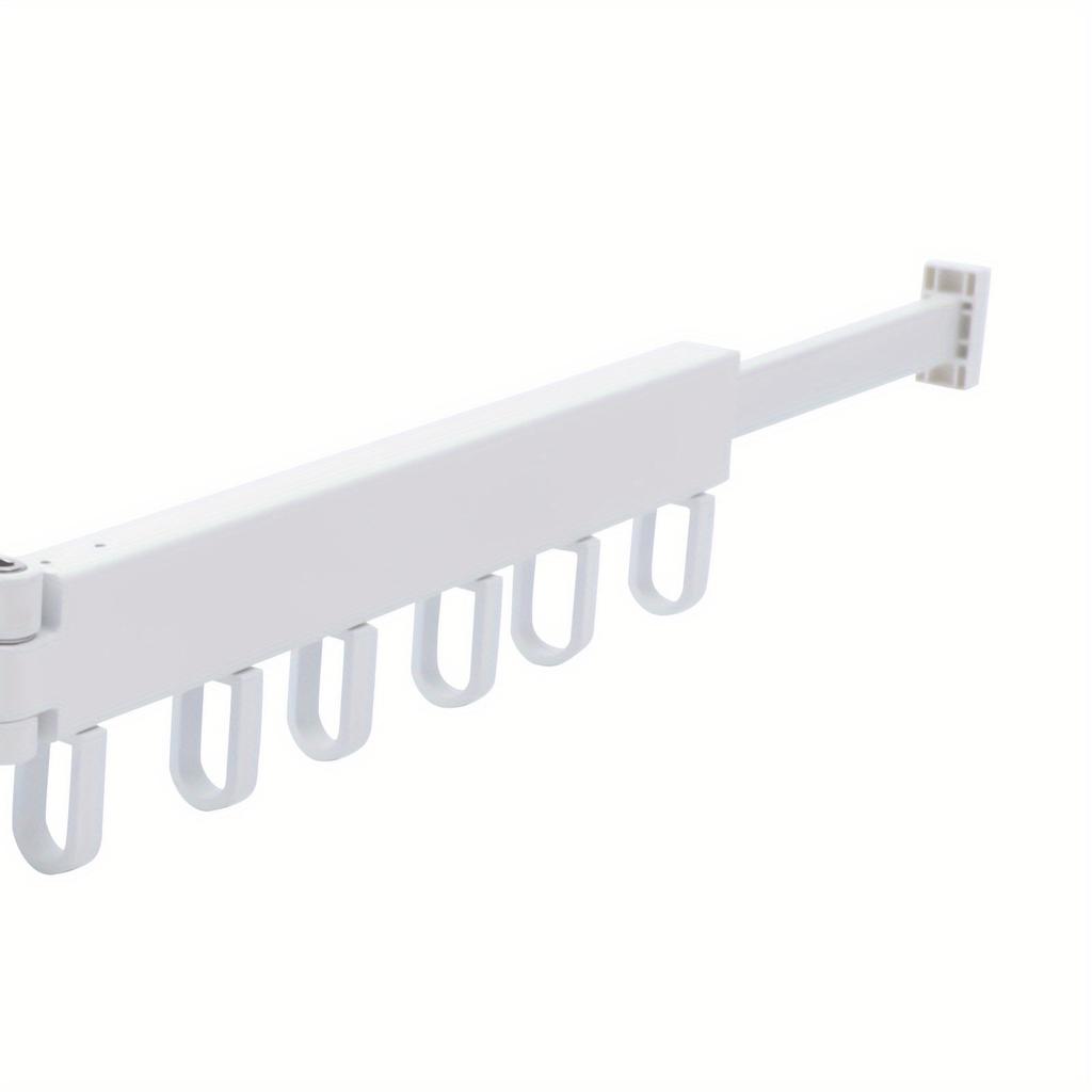 Tri-Fold Space Aluminum Wall-Mounted Drying Rack – 110 lbs Load Capacity with 18 Hooks & Telescopic Hidden Rod – White