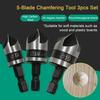 3Pcs Five Edge Chamfering Cutter Chamfering Tool Stainless Steel Single Edge 90 Degree Reaming Drill Taper Screw Countersunk Hole Cutter Deburring