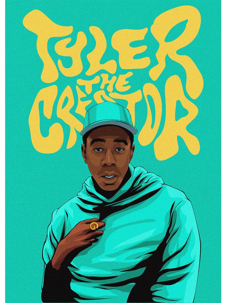 Рэпер Звезда Тайлер Создатель Цветочный мальчик Музыкальный постер Холст Картина Эстетическое настенное искусство для бара Кафе Комната Украшение дома